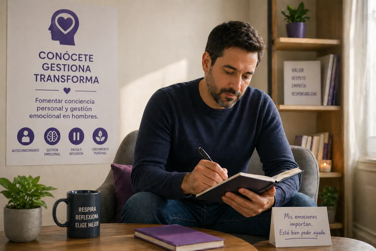 Hombre reflexionando sobre la gestión emocional y la cultura de paz.