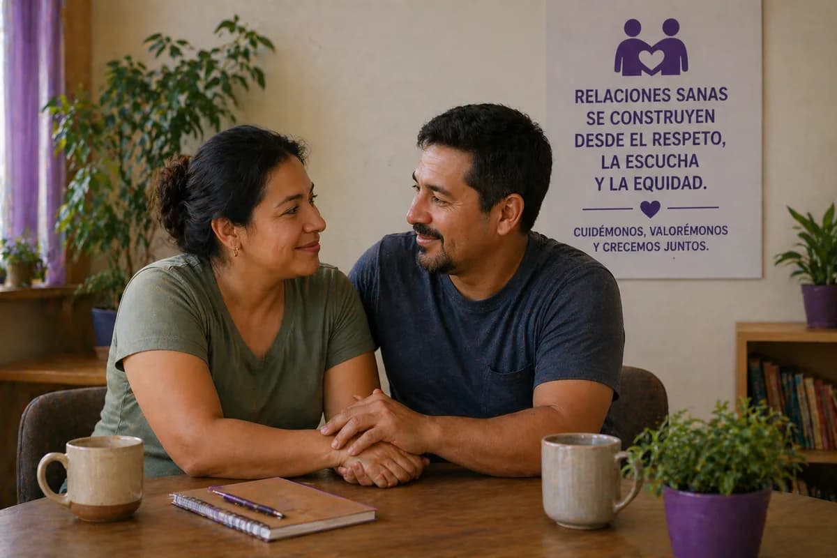 Pareja construyendo una relación sana y libre de violencia.